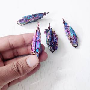 Titanio Aura Cuarzo Colgante Collar Cristal Para Curación - Product Image 1