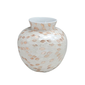 Venta al por mayor de jarrones redondos de alta calidad de nácar con diseño de flor para decoración del hogar, jarrones grandes decorativos de Vietnam. - Product Image 4