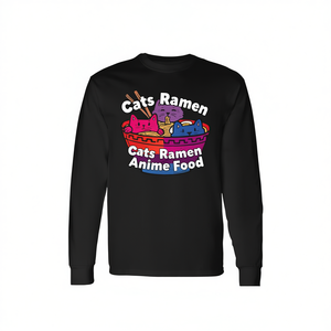 T-shirt LGBTQ à manches longues avec drapeau bisexuel, motif Anime Cats Ramen Food, pour la fierté gay, cadeau promotionnel pour la communauté bisexuelle - Product Image 3