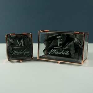 Personalised Glass Ring Box Jewellery Organizer Made With Glass And Metal <b>Gold</b> Polish <b>Frame</b> For Birthday Wedding Engagement - Product Image 2