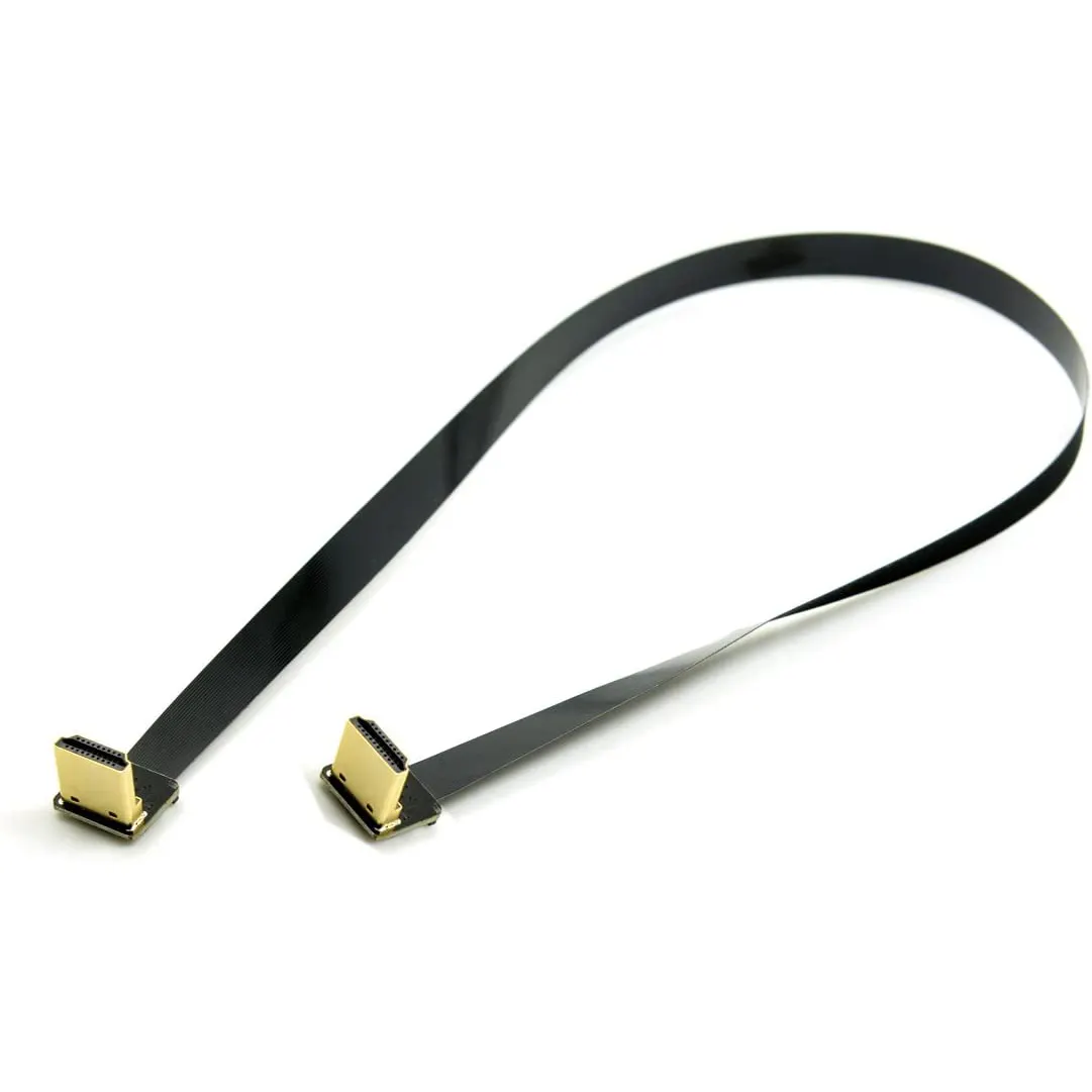 90 Degree Down Angled HDMI Type A Male to Male HDTV FPC For Video Cameras Flat 50cm HDMI Cable