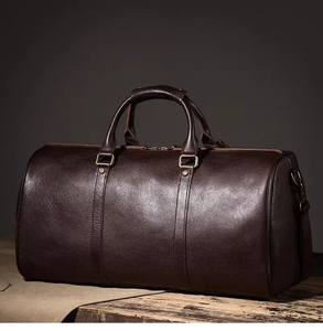 Bolsa de lona de cuero genuino de gran capacidad, bolsas de viaje impermeables Vintage de moda con cierre de cremallera - Product Image 3