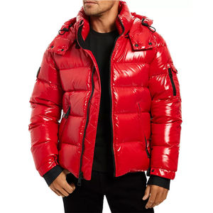 Nouvelle veste matelassée pour homme en duvet de plumes brillante à bulles, veste d'hiver brillante unie à capuche, veste matelassée pour homme - Product Image 1