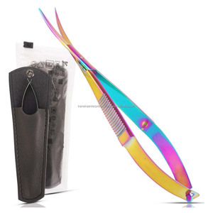 Ciseaux de précision micro-à ressorts en titane arc-en-ciel, droits et tranchants, en acier inoxydable, outil de manucure et pédicure, vente en gros, personnalisable avec logo - Product Image 4