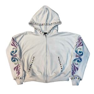 Sudadera con Capucha y Cremallera con Pedrería para Hombre, Diseño Nuevo, Estilo Casual, 100% Algodón, Corte Holgado, Ecológica - Product Image 1