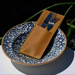 Cubiertos de cuero genuino respetuosos con el medio ambiente hechos a mano rústicos para restaurante organizador de mesa de comedor de lujo elegante LRCH-0008 - Product Image 1