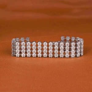 925 Sterling <b>Silver</b> Four Row Round Cut Shaped Bracelet <b>For</b> <b>Men</b> Classic Style <b>Silver</b> Plated Diamond Luxurious Anniversary Gift - Product Image 1