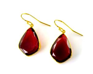 Awasome 10x14mm granate cuarzo facetado bisel colgante pendiente venta al por mayor forma de pera 925 joyería de plata esterlina para Feliz Año Nuevo - Product Image 1