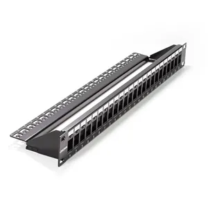 1U 19 ''RJ45 24 portlu UTP korumasız boş Keystone Patch Panel