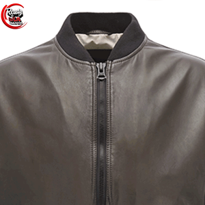 Veste d'hiver en cuir et toile pour homme, style streetwear, couleur unie, logo personnalisé, col montant, imperméable et coupe-vent - Product Image 3