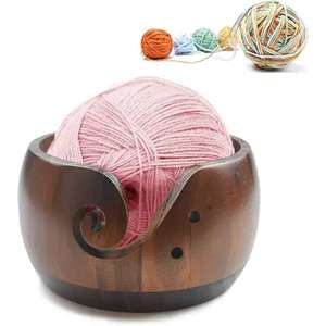 Bol de fil de bois fabriqué à la main nouveau Design accessoires de crochet de tricot stockage de fil unique bol de fil de bois de l'inde - Product Image 3