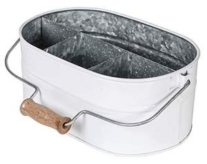 Large <b>divided</b> galvanized utensil caddy for outdoor dining events backyard parties and rustic kitchen decor - Product Image 6