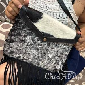 Bolso cruzado de piel de vaca con pelo real y flecos, bolso de mujer occidental, bolso de cuero genuino marrón, bolso de Venta caliente, regalos para ella - Product Image 1