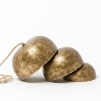 Bols chantants en bronze triple suspension, faits à la main, traditionnels et anciens (39 cm) – Népal – Méditation, guérison spirituelle, équilibre des chakras, maison