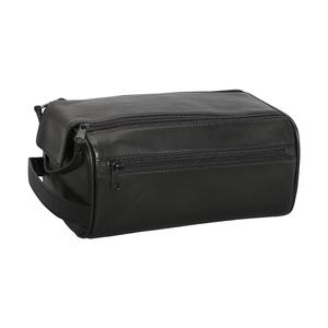 Bolsa de maquillaje de cuero PU con cierre de cremallera, Logo personalizado, gran capacidad, Color negro - Product Image 1