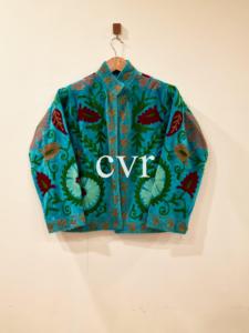 Manteau en velours brodé à la main à motif floral, col mandarin, manches longues, grande taille, vêtements d'extérieur décontractés pour femmes, automne - Product Image 1