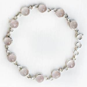 Healing Stone Rose Quartz Adjustable Women <b>Silver</b> <b>Bracelet</b> Jewelry, 925 Sterling <b>Silver</b> Rose Quartz Bezel <b>Bracelet</b> - Product Image 4