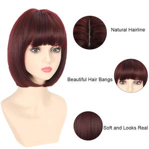 Peluca ondulada del cuerpo sin pegamento, peluca de cabello humano Bob de 18 pulgadas, peluca precortada con cierre de encaje prearrancado para mujeres negras, rojo vino - Product Image 4