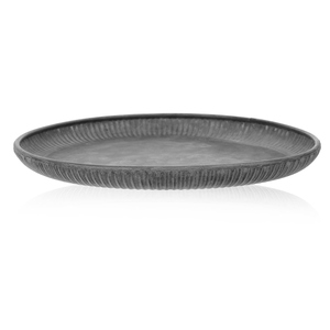Bandeja Redonda Decorativa de Metal Negro Fundido Moderno, Diseño Texturizado Minimalista, Bandeja para Aperitivos, Decoración del Hogar y Regalo - Product Image 1