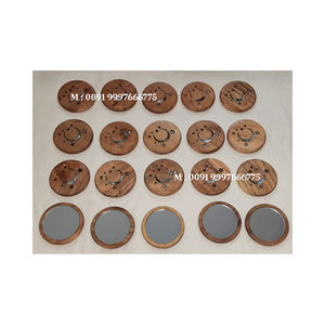 New Trending And High Demanding Wooden Mother Of Pearl <b>Moon</b> And Star Design Work Round Shape <b>Mirror</b> For Gifting And Reselling - Product Image 1
