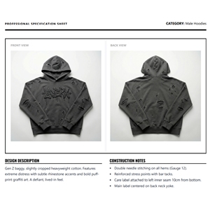 Sweat à capuche streetwear pour homme, de haute qualité, hiver, délavé à l'acide, effet usé, lourd 500 g/m², graffiti, strass en verre, effet 3D - Product Image 6