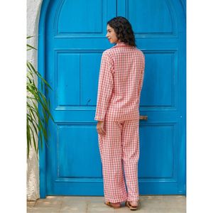 Neer Cotton <b>Pajama</b> Set-Breathable Summer <b>Plaid</b> Pj's with Elastic Waist - Product Image 2