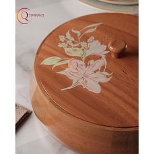 Vintage <b>Wooden</b> Casserole Dish <b>with</b> <b>Lid</b> Elegant Handcrafted Design Ideal for Serving Hot Meals & Storing Food Perfect for Kitchen - Product Image 3