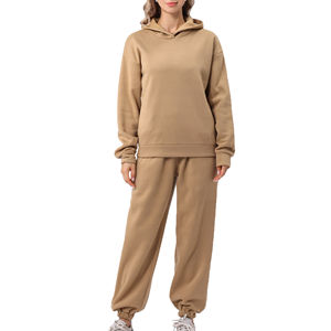 Conjuntos de mujer holgados de algodón 100% de calidad superior al por mayor, trajes para correr, ropa de entrenamiento, chándales ajustados de gran tamaño, chándal - Product Image 3