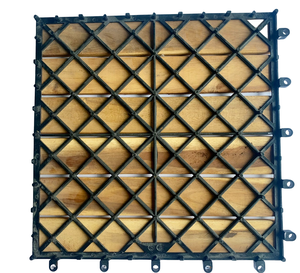 Azulejos de cubierta de enclavamiento compuesto ACACIA TEAK modernos, impermeables, antideslizantes para uso en interiores y exteriores, acabado liso, fábrica al por mayor - Product Image 2