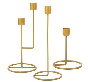 Candelabro cónico de tallo largo de latón minimalista antiguo, juego de portavelas para decoración del hogar a bajo costo - Product Image 2