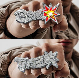 Personalizado Hip Hop 925 Starling Plata 3 Dedo Anillo Vvs Moissanite Diamante Fency Forma Anillo de los hombres - Product Image 6