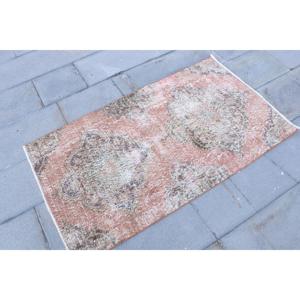 Alfombra Turca Vintage, Alfombra Pequeña de 2.5x4.5 pies, Alfombra Roja con Diseño de Patchwork - Product Image 3