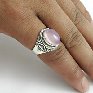 Natural <b>Rose</b> <b>Quartz</b> Statement Vintage <b>Ring</b> Wholesale Custom 925 Sterling Silver Stone <b>Ring</b> With Bezel Setting Bohemia Jewelry - Product Image 3