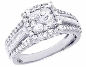 Anillo de aniversario de boda de lujo de moda con moissanita redondo Baguette diamante anillo de compromiso de plata esterlina para mujer - Product Image 1