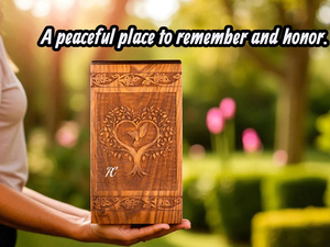 Urna de cremación de palisandro hecha a mano, diseño de árbol de la vida, recuerdo conmemorativo, urna de cremación decorativa para cenizas - Product Image 3