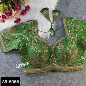 Nouveau Designer femmes mariage Festival porter lourd pur doux italien chemisier en soie flammé pour les femmes bas prix indien vêtements ethniques Blouse - Product Image 2