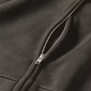 Sweat à capuche zippé uni personnalisé unisexe, vente en gros, poids lourd, qualité supérieure, 100% coton molletonné/éponge française, séchage rapide - Product Image 4