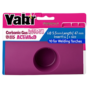 Boquilla de Gas Cerámica Estándar de 9.5 mm de Longitud, 47 mm de Tamaño de Inserción, Paquete de 6, Tamaño 10 para Sopletes de Soldadura - Product Image 3