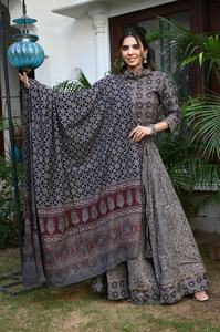 Lehenga Choli Tradicional India Pakistaní para Mujer, Estampado a Mano, 100% Algodón, Protección Solar, Secado Rápido, Reversible, Ropa de Playa - Product Image 4