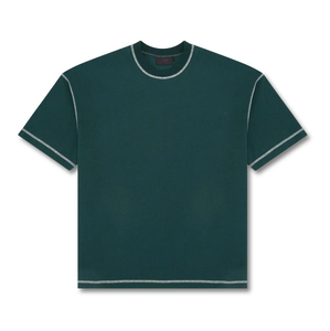 Camiseta personalizada de Algodón 100% con costuras en contraste para hombre, ropa de calle con logotipo personalizado para hombre, Camiseta de tejido inverso con hombros caídos y peso pesado - Product Image 5