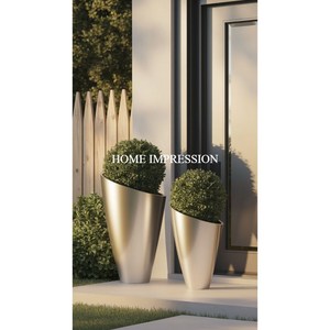 Hogar jardín exterior aluminio cromado auto riego agujero de drenaje macetas último diseñador recién llegado de lujo - Product Image 3