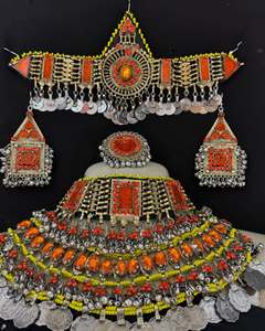 Ensemble de bijoux afghans traditionnels en acier inoxydable de qualité supérieure pour femmes, artisanat ethnique classique, célébrations, fête nuptiale, mode - Product Image 4