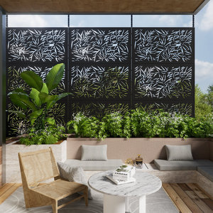 Modern Bamboo Leaf Pattern Metal Privacy <b>Screen</b> Fence Panel Waterproof Wood Wall Panel for Outdoor <b>Room</b> <b>Dividers</b> - Product Image 5