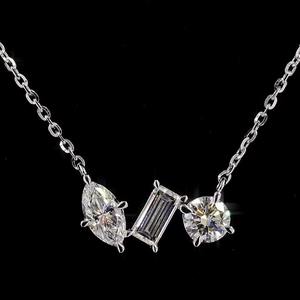 Collar de diamantes cultivados en laboratorio de 1,36 quilates, colgante de forma mixta de oro blanco de 14 quilates, VVS VS Clarity, joyería de uso diario ética ligera - Product Image 1