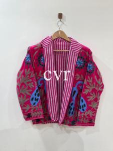 เสื้อแจ็คเก็ตกำมะหยี่ซูซานี เสื้อโค้ทกำมะหยี่ซูซานีทำมือสำหรับผู้หญิง เสื้อโค้ทหรูหราเป็นมิตรกับสิ่งแวดล้อม สไตล์โบฮีเมียน ปักลาย สำหรับงานปาร์ตี้ - Product Image 5