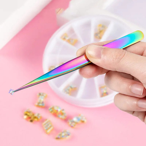 Pinzas de pestañas de acero inoxidable con etiqueta privada personalizada, herramienta de extensión de pestañas con punta de fibra, herramienta de belleza personalizada con impresión de logotipo - Product Image 4