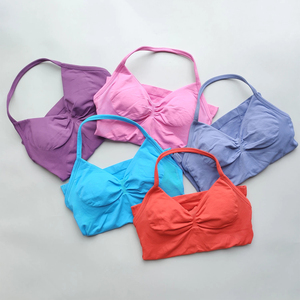 Camiseta sin mangas de gimnasio de Jersey dulce corto con tiras de palangre para mujer con sujetador incorporado copas extraíbles tela transpirable listo para Yoga - Product Image 4