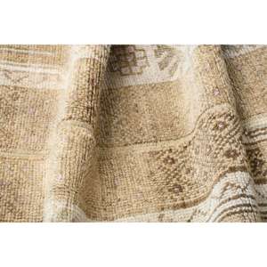 Turkish Vintage Rug, 1.8x7.4 ft Rug, <b>Brown</b> Striped <b>Wool</b> Rug - Product Image 5