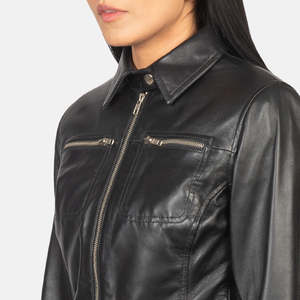 Chaqueta de Cuero Negro de Piel de Oveja Tomachi - Product Image 6