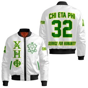 เสื้อแจ็คเก็ตบอมเบอร์สีเขียวสำหรับผู้ชาย ยี่ห้อชิ เอต้า ฟี พร้อมซิปพิมพ์ลายสีเหลืองด้านหน้า เสื้อคลุมกันลมลำลอง - Product Image 4